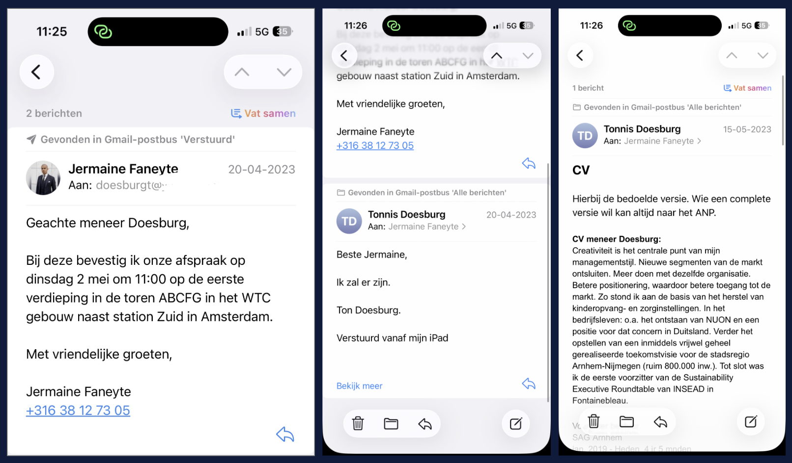 E-mailwisseling met Tonnis Doesburg
