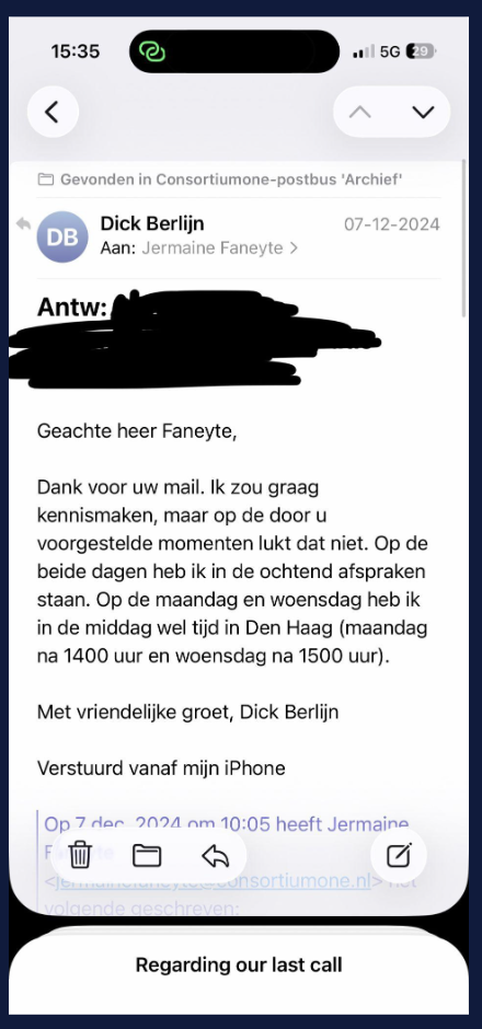 E-mailwisseling met Dick Berlijn