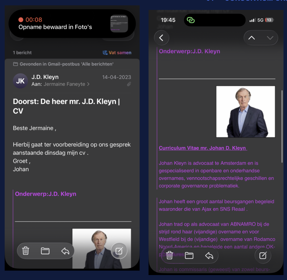 E-mailwisseling met Johan Kleyn